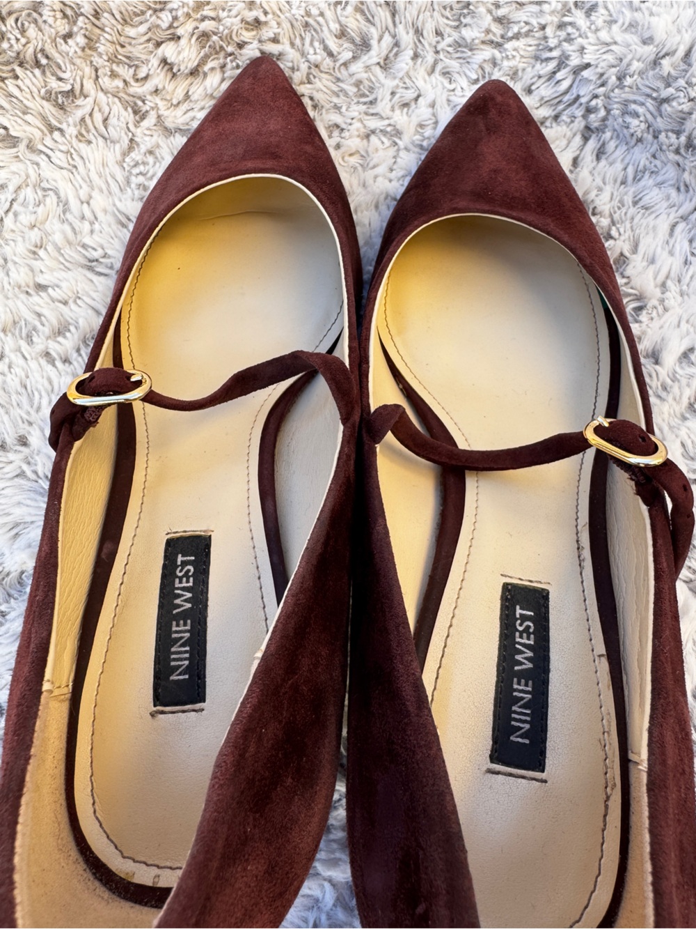 Nine West Burgundy Suede Mary Jane Block Heel Pumps size 9.5 - Picture 5 of 8